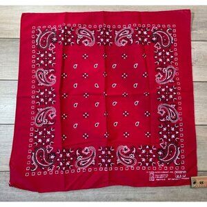 Vintage Paris Accessories Bandana Red Paisley RN13960 Colorfast Cotton USA 20"